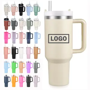 Custom Logo Laser Engraved Glasses Stainless Steel 40 oz Mugs Sublimation Name Plates For Cup 40oz Tumbler With Handle