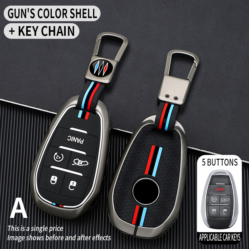 5 Button Gun Metal+Key Ring