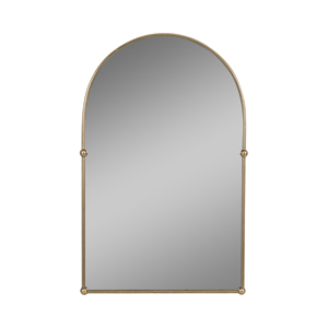 Specchio da parete ad arco con cornice in ferro e pomelli per decorare camera da letto, bagno e vanità - Product Image 1