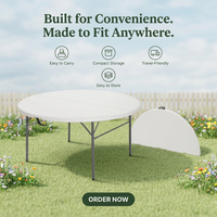Table pliante d'extérieur légère en plastique fabriquée en Chine avec structure en acier - Étanche, empilable et durable pour mariages et banquets