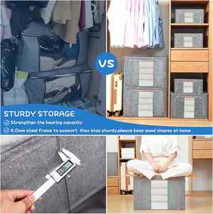 Cotton Linen <b>Fabric</b> Clothes <b>Storage</b> <b>Box</b> Foldable Cloth Home Wardrobe <b>Storage</b> <b>Box</b> Large Capacity <b>for</b> Clothes Quilt Toy Tools <b>Box</b> - Product Image 5