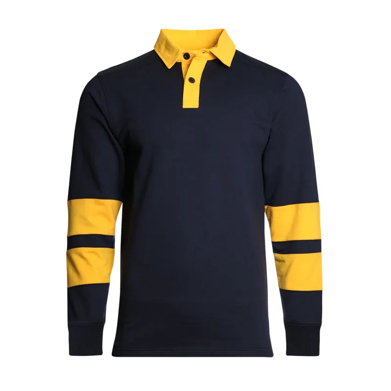 Custom Striped Rugby Polo Shirt Wholesale Mens High Quality Long Sleeve Rugby Football Wear Shirts   Tops Custom Designs for Men