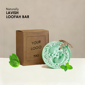 <b>Loofah</b> Soap Bar with Mint Scent Natural Handmade Soap & <b>Loofah</b> for Hand Face and Body Gentle Exfoliation Hydration & Nourishment - Product Image 1