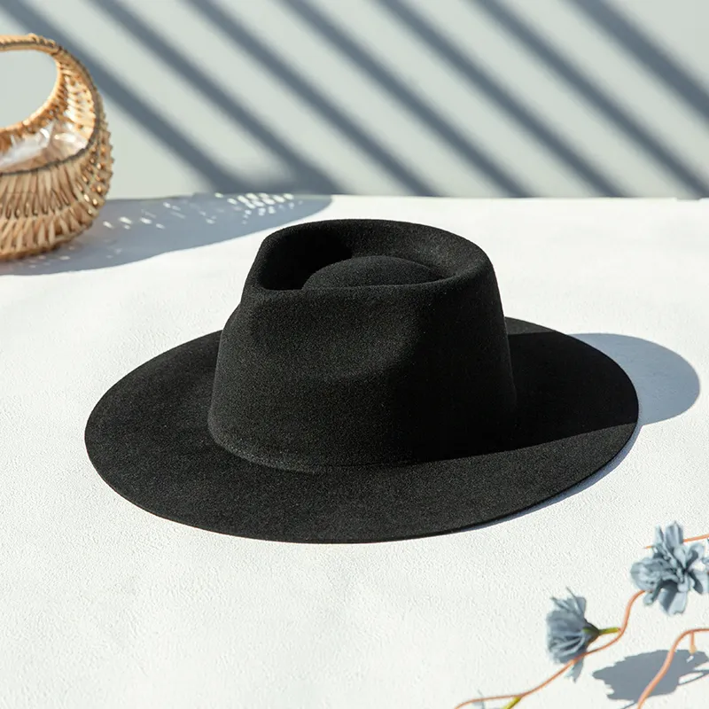 Linglong Custom 100% Australian Wool Felt Hat Body Stiff Wide Brim Hat Wholesale Fedora Hats For Women