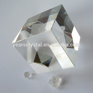 Gran oferta, adorno de <span class=keywords><strong>cubo</strong></span> inclinado de cristal transparente, Prisma de fotografía en blanco, decoración de boda hecha a mano de cristal K9 - Product Image 3