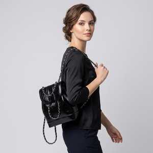 Women's Mini PU <b>Backpack</b> Chain Strap Waterproof <b>School</b> Bag Drawstring Daypack for Daily Travel - Product Image 1