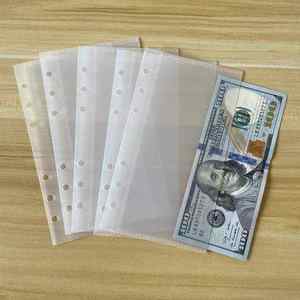A6 accessoires de reliure budgétaire fermeture éclair sac de billets PP <span class=keywords><strong>plastique</strong></span> 6 trous reliure à anneaux pochettes sans fermeture éclair pour <span class=keywords><strong>classeur</strong></span> budgétaire - Product Image 6