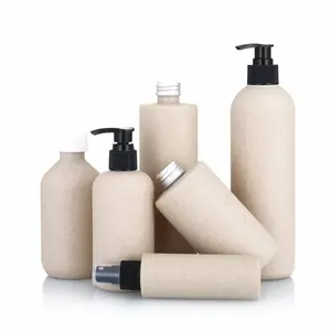 Empty 50ml 100ml 150ml 200ml 300ml 500ml Biodegradable Cosmetic Wheat Straw Plastic Shampoo Bottle with Lotion Pump