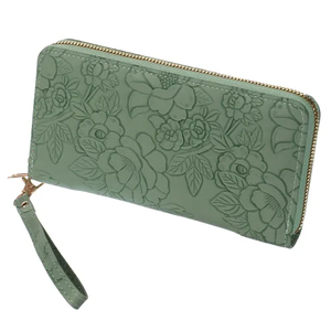 Cartera portátil para mujer con cremallera de flores, cartera corta de cuero repujado para mujer, gran capacidad, múltiples compartimentos - Product Image 3