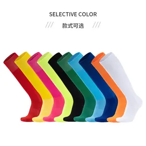 Meias de futebol de cor sólida, meias masculinas e femininas, comprimento do joelho adulto, fundo de toalha engrossado, tubo alto, antiderrapante estudantil - Product Image 1