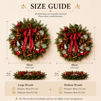 Guirlande de Noël Artificielle Premium Prête à Expédier Personnalisable avec Nœud en Satin Rouge, Cônes de Pin, Épices et Fruits Séchés – Décoration Intérieure et Extérieure