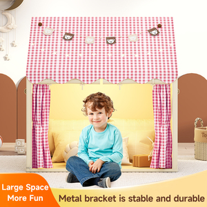 Gran tienda de campaña infantil de poliéster con cortina a cuadros <span class=keywords><strong>para</strong></span> el dormitorio de los niños pequeños, escondite, regalo de <span class=keywords><strong>cumpleaños</strong></span>, rincón de lectura, <span class=keywords><strong>para</strong></span> pasar la noche y jugar. - Product Image 3