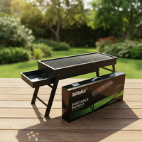 Barbecue au charbon de bois pliable en acier chromé, portable et durable, avec télécommande, pour 2-3 personnes, facile à nettoyer, pour le camping en plein air