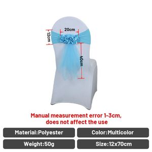 Bandes de chaise en gros, blanches, élégantes, de luxe, pour fêtes et mariages, avec nœuds bleus pour événements - Product Image 2