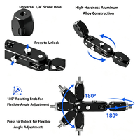 Support de caméra en alliage d'aluminium avec bras articulé, vis 1/4 et 3/8, rotule de montage, bras réglable pour moniteur, support de téléphone, caméra d'action, OEM