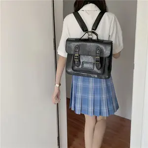 Chic bolsa de mão grande couro pu, para mochila estilo escolar japonesa jk, cor sólida, oficial, bolsa de mensageiro