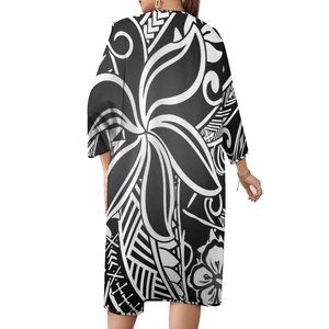 2022 estate moda donna abito con <span class=keywords><strong>spalle</strong></span> fredde Hawaii polinesiano Design tribale oversize Poncho Beach Dress abiti Casual da isola - Product Image 2