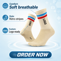 Chaussettes de course et de cyclisme mi-mollet personnalisées, avec revers rayé, maille respirante, pour hommes, idéales pour les sports de plein air