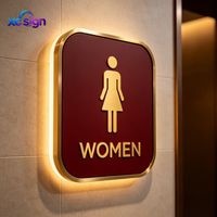 Panneau de signalisation de toilettes personnalisé en acrylique avec éclairage frontal et cadre en acier inoxydable pour les stations de toilettes publiques dans les aéroports et les hôpitaux