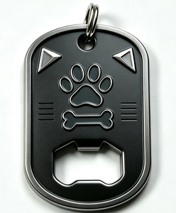 Llavero Abridor de Botellas de Metal Grabado Personalizado, Anillo para Llaves de Aleación de Zinc Pulido Tipo Placa Militar para Regalo Promocional de Bar - Product Image 3