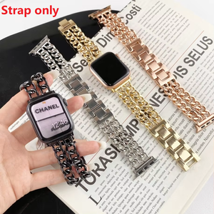 สายนาฬิกาโลหะแฟชั่นสุดหรู สแตนเลสสตีลแบบสองแถว สำหรับ Apple Watch S987654321 SE Ultra - Product Image 1