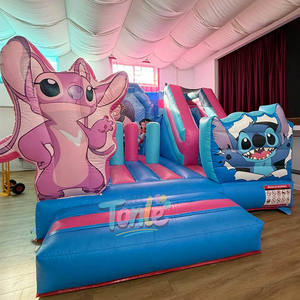 Château gonflable Stitch pour enfants, bleu, toboggan combiné, château gonflable en PVC, HUAAOTOYS, certifié CE, 5m x 5m, garantie de 3 ans - Product Image 3