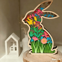 Panneau de table 3D en bois superposé motif forêt de champignons, kit d'artisanat en bois brut pour projet artistique DIY, décoration d'étagère et cadeau