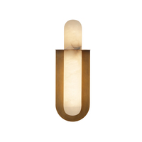 Applique murale LED linéaire en forme de U en acier inoxydable moderne et albâtre naturel, blanc chaud, pour hall d'hôtel, villa de luxe, décoration