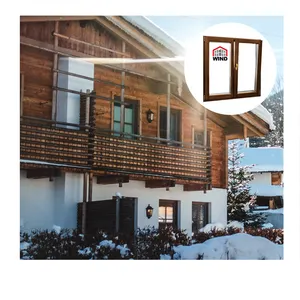 Ventanas de madera de diseño europeo para el hogar, ventanas de aluminio con Triple acristalamiento térmico, impermeables e insonorizadas, con ahorro de energía