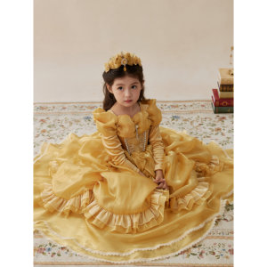 Vestido de Princesa Estilo Palacio Bordado Vintage para Niñas, Primavera, Otoño, Invierno, con Mangas Abullonadas, Vestido de Cumpleaños - Product Image 4