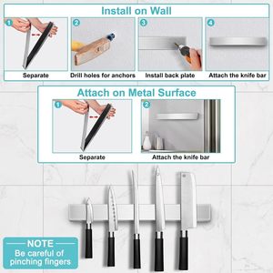 Support <span class=keywords><strong>mural</strong></span> magnétique pour couteaux, porte-couteaux de cuisine, organisateur de rangement à <span class=keywords><strong>aimant</strong></span> puissant pour couteaux et ustensiles, bande métallique noire - Product Image 2