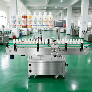 Applicateur d'étiquettes autocollantes motorisé avec précision pour bouteilles rondes en verre (huile, vin) – Étiquetage précis pour optimiser vos produits - Product Image 1