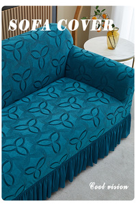Housse de canapé extensible et douce avec jupe en feuille de lotus, protège-meubles antidérapant et lavable pour salon et décoration intérieure - Product Image 4
