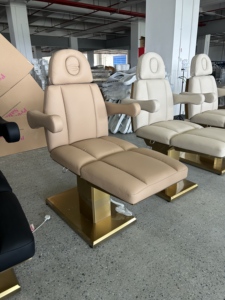 Sillón Eléctrico Reclinable para Spa Facial con Base LED Dorada, Cama de Esteticista y Tatuajes con 3 Motores Ajustables para Salón y Medicina Estética - Product Image 1