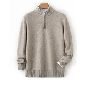 Suéter de Cachemira y Lana para Hombre OEM, Cuello con Cierre, Alta Calidad, Invierno, Tejido, Personalizable con Logotipo - Product Image 1
