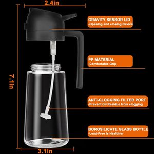 470ml <b>Mist</b> 2 in 1 Olive Oil Dispenser <b>Bottle</b> Premium Glass Oil Spray <b>Bottle</b> Oil Sprayer for Cooking - Product Image 2
