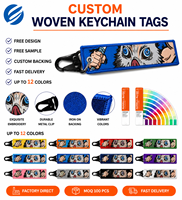 Porte-clés personnalisé en tissu tissé avec logo, porte-clés par sublimation, porte-clés brodé anime