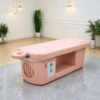 Lit de lavage capillaire rose à température constante avec circulation d'eau et armoire de rangement pour salon de beauté et traitement capillaire