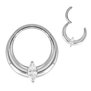 GZN ASTM F136 Titane <span class=keywords><strong>Large</strong></span> <span class=keywords><strong>Anneau</strong></span> à Segment Ovale Avec Marquise CZ Center Piercing Body Jewelry Titanium Earring Nose Ring Jewelry - Product Image 5