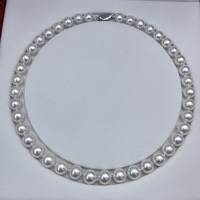 Collier en argent sterling avec perles Edison blanches de 9-10 mm, cercle parfait, chaîne mère
