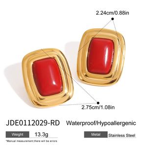 Boucles d'oreilles pendantes vintage unisexe en acier inoxydable personnalisées, coupe Asscher, forme couronne, tendance 2026 - Product Image 2