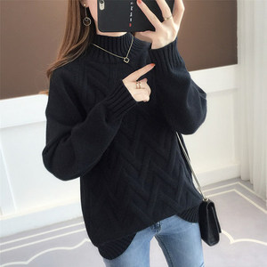 Maglione a Collo Alto da <span class=keywords><strong>Donna</strong></span>, Versione Coreana Ampia, Nuovo Stile Casual alla Moda, Top in <span class=keywords><strong>Maglia</strong></span> - Product Image 5