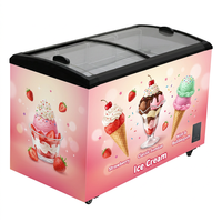 Congélateur à impression personnalisée +8 ℃ ~-25 ℃   Congélateur commercial pour glaces avec double porte coulissante en verre de 400 L pour supermarché