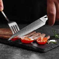 Vente chaude Premium 67 couches ensemble de couteaux à Steak en acier damas 4/5/6 pièces pour hôtels et couteaux de cuisine de table occidentaux