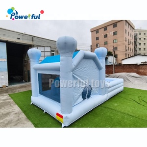 Piscine gonflable de glissière de château de rebond de saut gonflable de terrain de jeu de rebond d'enfants bleu pastel - Product Image 3