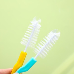 Brosse de nettoyage de bouteilles avec crochet, poils en nylon, pour biberon, bouteille pour animaux de compagnie, petit récipient, matériau PP, multicolore - Product Image 2