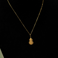 Collier Feng Shui porte-bonheur en argent sterling 925 plaqué or avec pendentif gourde en zircon de L&L Jewelry - Cadeau personnalisé pour anniversaire et remise de diplôme
