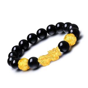 Bonne Chance Richesse Bouddha Noir Obsidienne Perles Feng Shui Richesse Double Pixiu <span class=keywords><strong>Proverbe</strong></span> Poignet Décoration pour Filles Femmes - Product Image 6