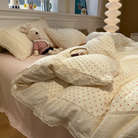 Ensemble de literie 4 pièces style princesse campagne française, 100% coton certifié OEKO-TEX, sans plis, ensemble de housse de couette