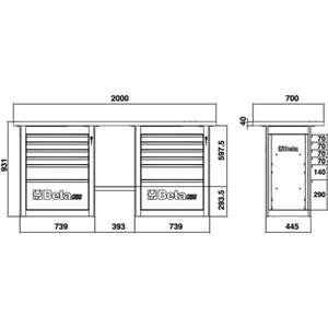 BETA-Établi 059000012 Endurance avec 2 commodes de 6 tiroirs-EAN 8054809424859 BANCS DE TRAVAIL ET TABLES - Product Image 5
